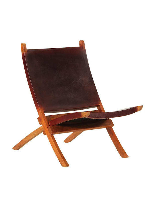 Armchair from Genuine Leather Dark Brown 55x67x79cm