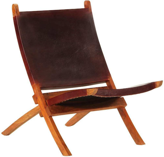 Πολυθρόνα από Γνήσιο Δέρμα Σκούρο Καφέ 55x67x79cm