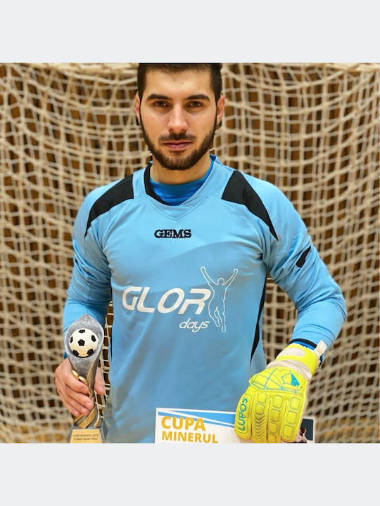 Lupos Lime Training Goalkeeper Gloves — German Soft Latex — Flat Cut —yellow/blue