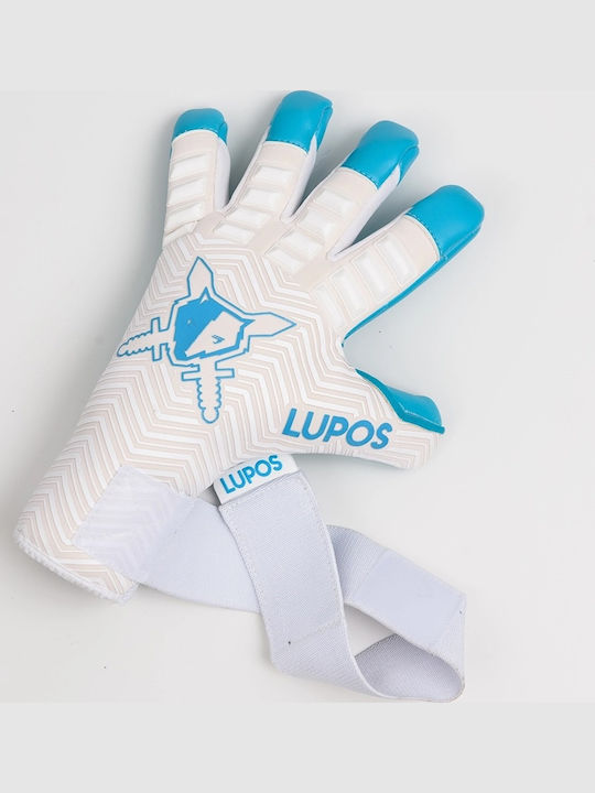 Lupos Gladiator Pro Mănuși de Portar — Latex German Contact — Croială Hibridă — Alb Albastru