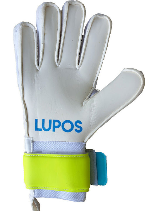 Lupos Lime Training Goalkeeper Gloves — German Soft Latex — Flat Cut —yellow/blue