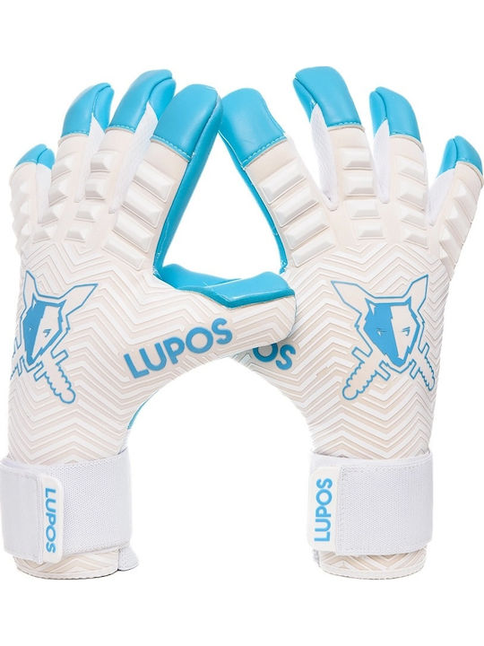 Lupos Gladiator Pro Mănuși de Portar — Latex German Contact — Croială Hibridă — Alb Albastru