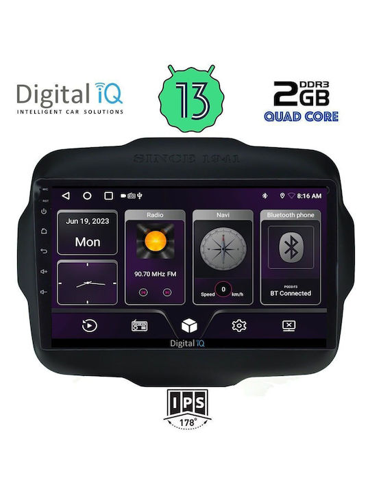 Digital IQ Car-Audiosystem für Jeep Rebell 2014> mit Klima (Bluetooth/USB/AUX/WiFi/GPS/Android-Auto) mit Touchscreen 9"