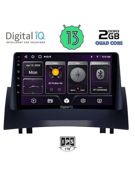 Digital IQ Car-Audiosystem für Renault Megane 2002-2008 (Bluetooth/USB/AUX/WiFi/GPS/Android-Auto) mit Touchscreen 9"