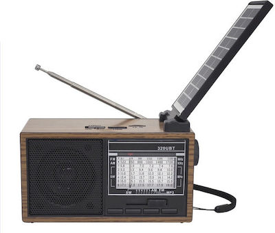 RD321UBT-S Retro Tragbares Radio Solar mit Bluetooth und USB Braun