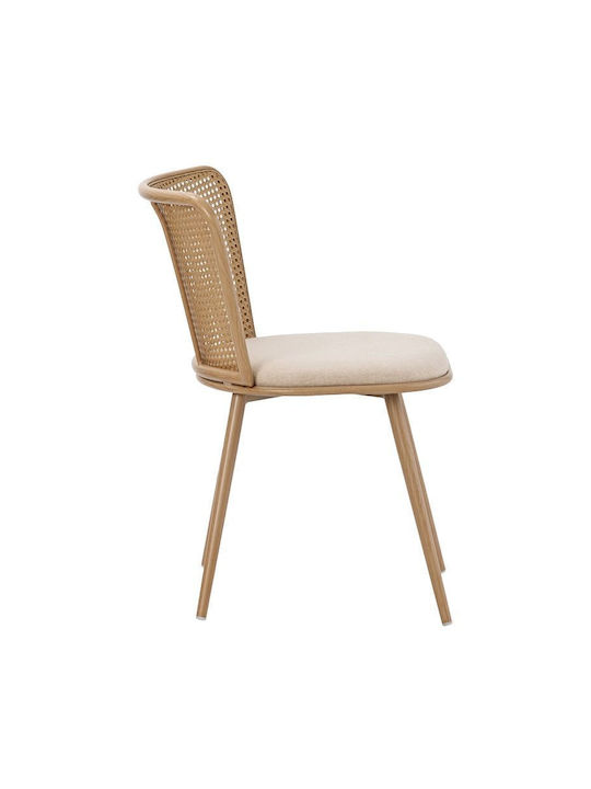 Daniele Dining Room Metallic Chair Beige 46.5x57.5x77.5cm
