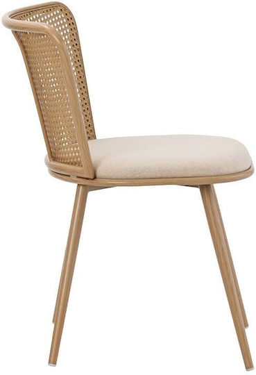 Daniele Dining Room Metallic Chair Beige 46.5x57.5x77.5cm