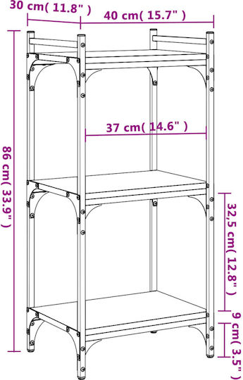 Bücherregal Braune Eiche 40x30x86cm