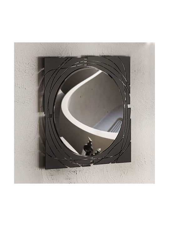 Megapap HULLA Oglindă de Perete cu Negru Ramă din Metalic 55.6x55.6cm 1buc