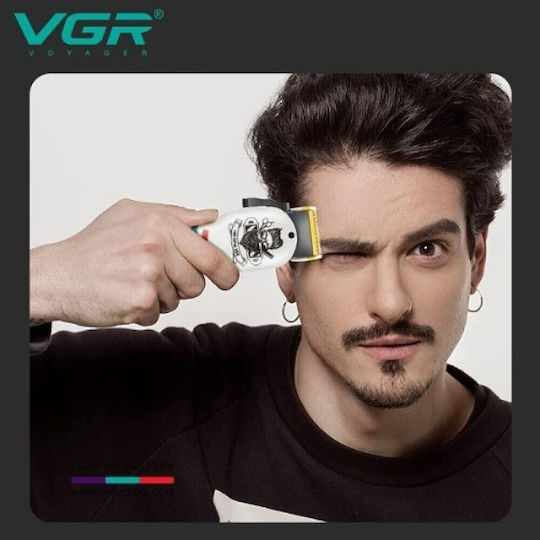 VGR Επαγγελματική Επαναφορτιζόμενη Κουρευτική Μηχανή Λευκή V-699