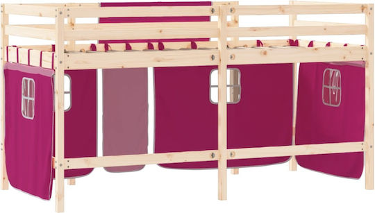 Kinderbett Hochbett Einzeln Rosa für Matratze 80x200cm