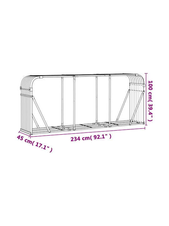 vidaXL Metalic Raft Depozitare lemne 234x45x100cm Maro