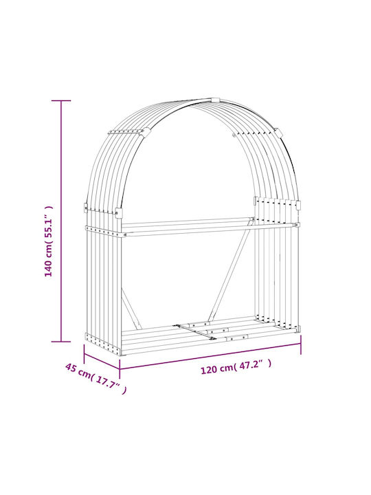 vidaXL Metallisch Regal Holzlagerung 120x45x140cm