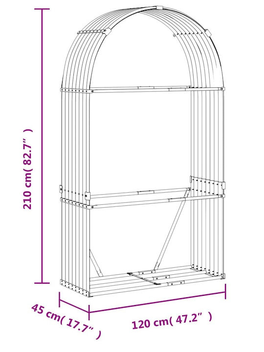 vidaXL Metallisch Regal Holzlagerung 120x45x210cm