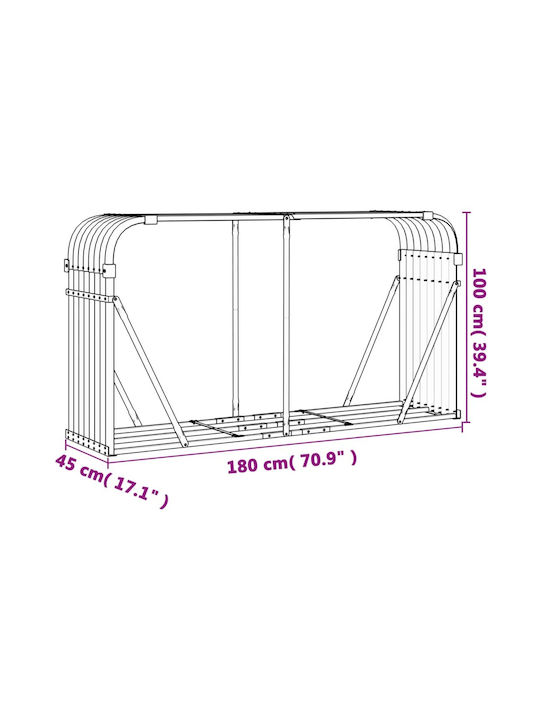 vidaXL Μεταλλικό Ράφι Αποθήκευσης Ξύλων 180x45x100cm Ασημί