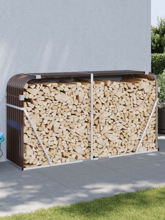 vidaXL Μεταλλικό Ράφι Αποθήκευσης Ξύλων 180x45x100cm Καφέ