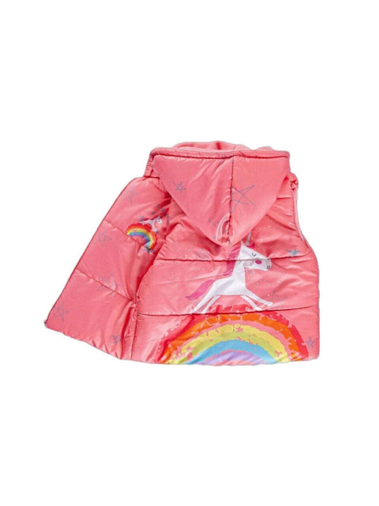 Sleeveless hooded jacket for girls pink Unicorn