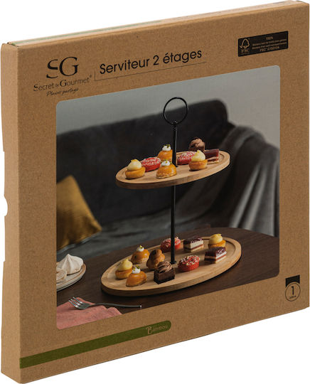Secret de Gourmet Servant Дърво Етажерка 2 нива Кафяв Ø25.5см 1бр