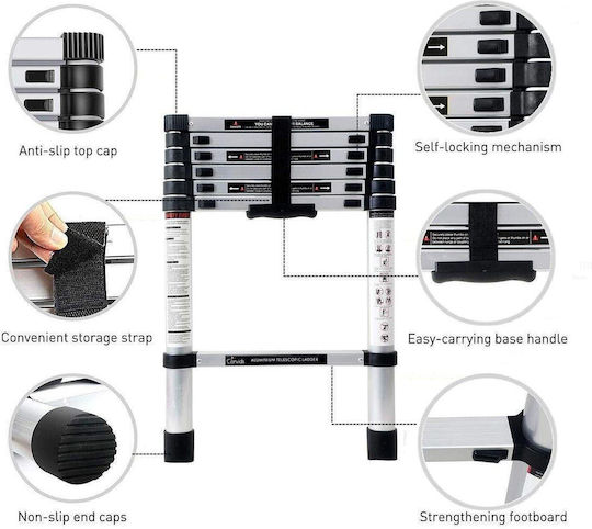 GeHock Scara telescopică Aluminiu 13 Scări cu înălțime maximă de 3.8m