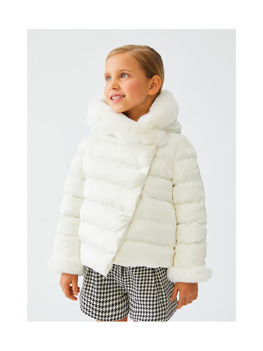 Abel & Lula Kids Casual Jacket with Lining & Hood White