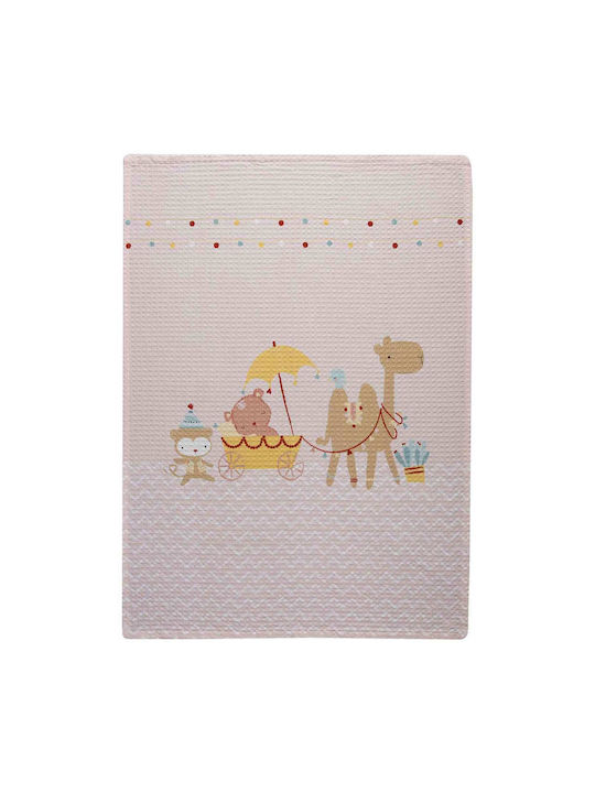 Nef-Nef Homeware Blanket Nursery Swaddling Blankets "exploring Together" Waffle Pink Pink 80x110cm