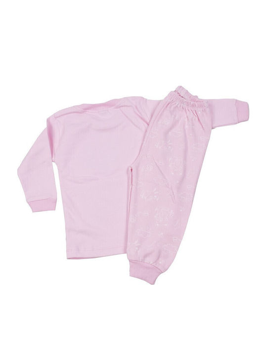 Papillon Kids Παιδική Πιτζάμα Χειμωνιάτικη Ροζ