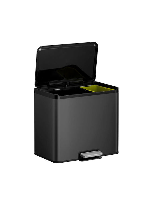Eko Coș Essential De Gunoi Din Oțel Inoxidabil Cu Pedală Negru 9lt