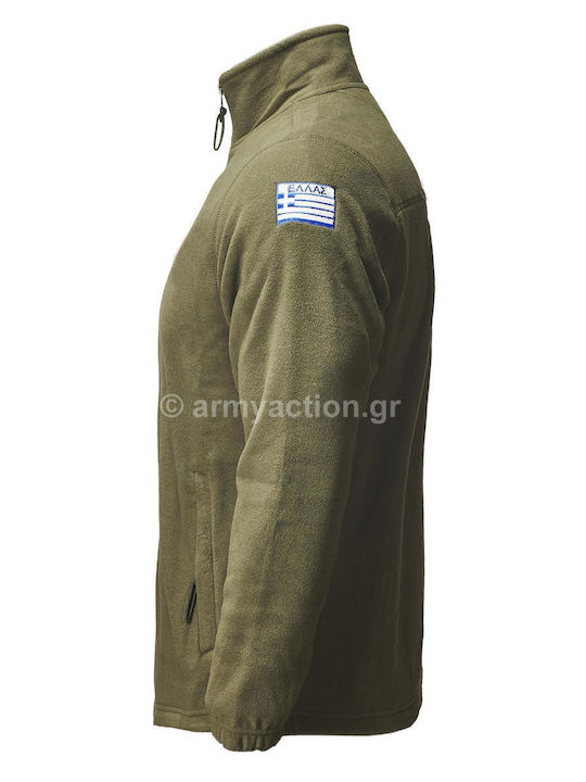 GreekForces Fleece Forțele Speciale B Escadron de Comando Olive Cardigan de vânătoare Fleece Kaki