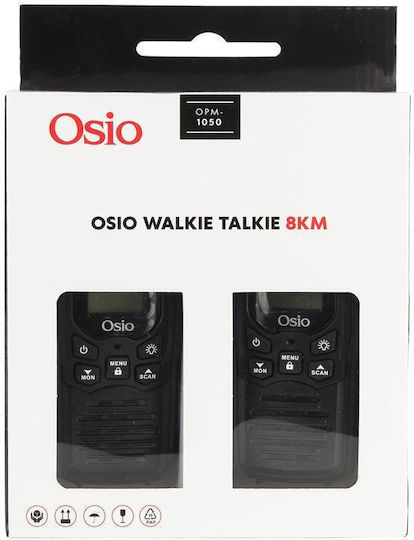 Osio OPM-1050 Безжичен Трансивър PMR 0.5W с Монохромен Екран Комплект 2бр В Черен Цвят