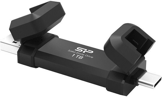 Silicon Power DS72 1TB USB 3.2 SSD Stick cu conexiune USB-A & USB-C Negru