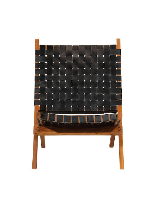 Πολυθρόνα από Γνήσιο Δέρμα Μαύρη 55x67x79cm