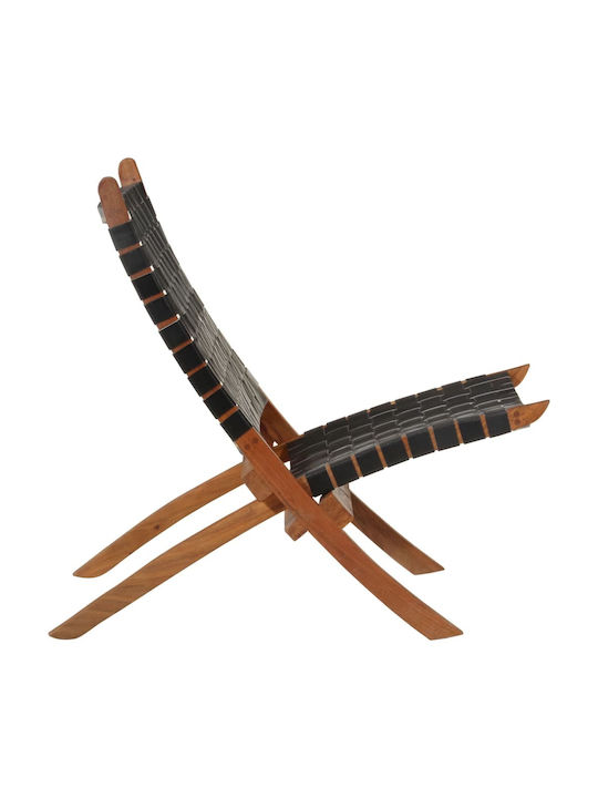 Πολυθρόνα από Γνήσιο Δέρμα Μαύρη 55x67x79cm