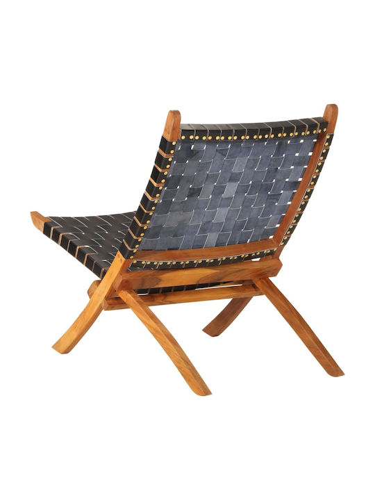 Πολυθρόνα από Γνήσιο Δέρμα Μαύρη 55x67x79cm