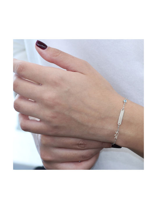 Kids Bracelet ID from White Gold 9K with Crown