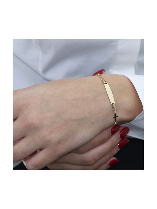 Kids Bracelet ID from Gold 14K with Σταυρό