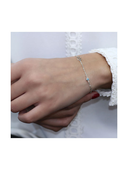 Kids Bracelet from White Gold 9K with Crown