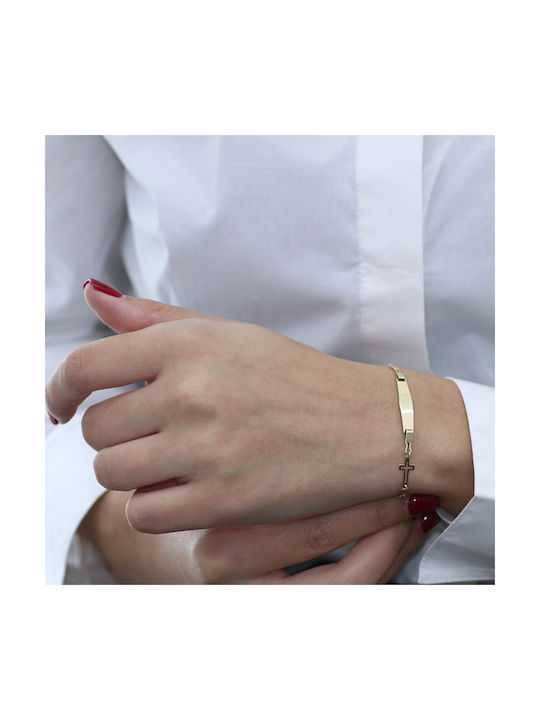 Kids Bracelet ID from Gold 14K with Σταυρό