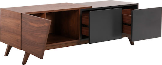 Suport TV din Lemn Hudson Walnut & Dark Grey L180xW40xH50cm