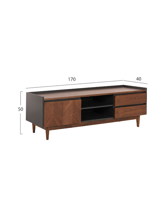 TV Stand Wooden Veen Walnut & Dark Grey L170xW40xH50cm