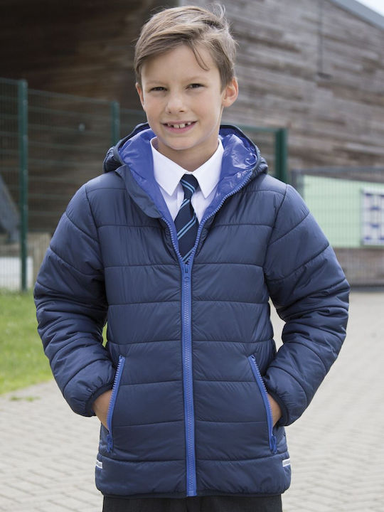 Kinder Freizeitjacke Kurz mit Futter & Kapuze Navy/Royal.