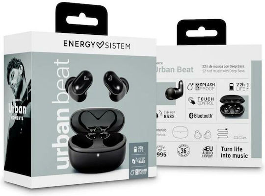 Energy Sistem Urban Beat In-ear Bluetooth Handsfree Ακουστικά με Αντοχή στον Ιδρώτα και Θήκη Φόρτισης Μαύρα