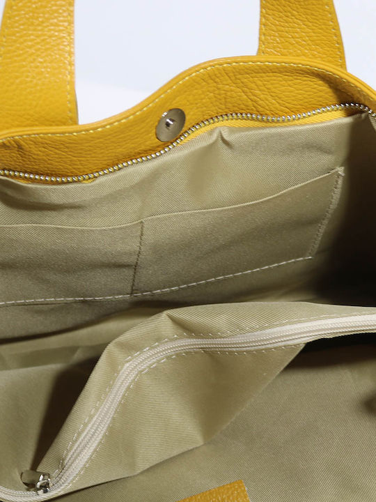 Leather Women's Bag Shopper Shoulder Yellow