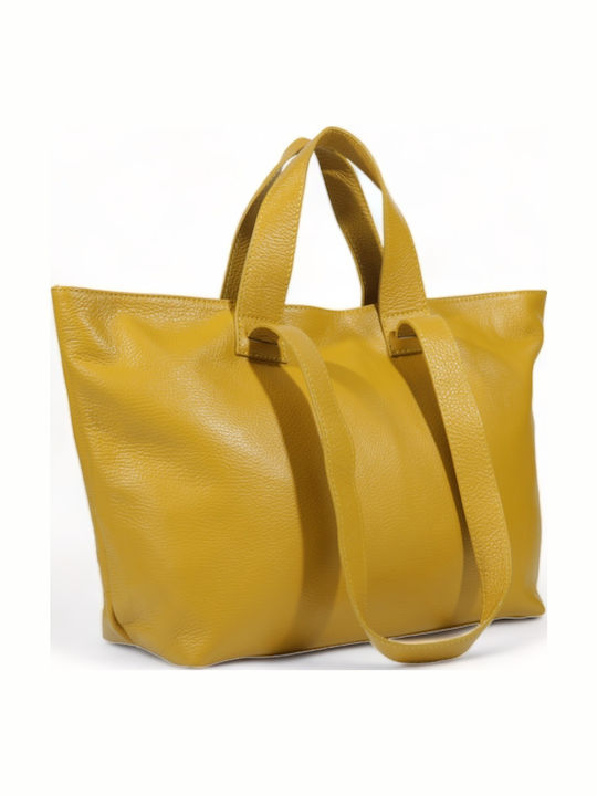 Leather Women's Bag Shopper Shoulder Yellow