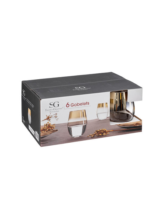 Arya Set Gläser Cocktail/Trinken aus Glas Transparent-Gold 540ml 6Stück