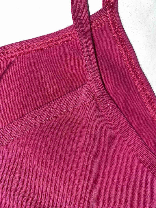 Women's Cotton T-Shirt with Spaghetti Strap Fuchsia