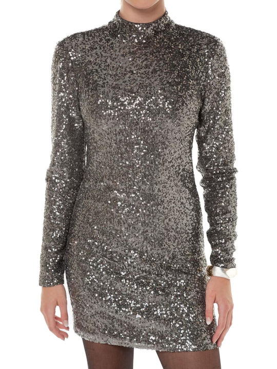 Dress Mini Abendkleid mit Transparenz Silber