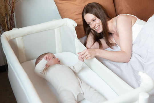 Childhome Люлка Evolux с Матрак и Странично Отваряне Natural White