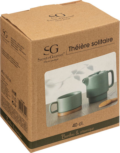Σετ Τσαγιού με Κούπα Γυάλινο Mint 800ml 2τμχ
