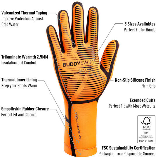 Buddyswim Swimming & Triathlon Neoprene Thermal Diving Gloves 2.5mm