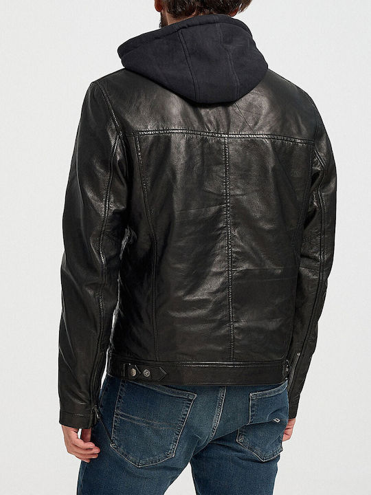 Soma Men's Winter Leather Jacket BLACK